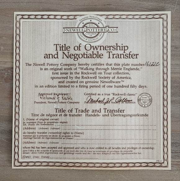 🎨Norman Rockwell Collector Plate, Walking Through Merrie Englande w/ PAPERWORK! - Picture 8 of 16